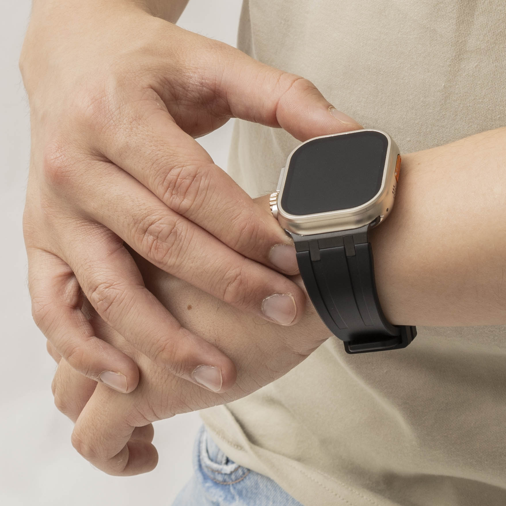 Apple Watch Ultra Luxus Liquid Silikonarmband (Schwarz)