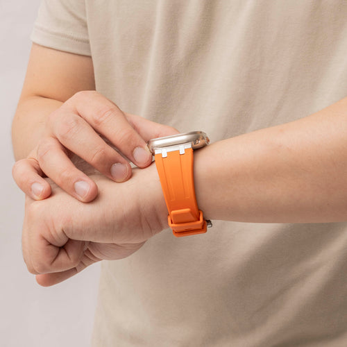 Bandz Apple Watch Ultra Silikonarmband Luxus Liquid (Orange/Silber)