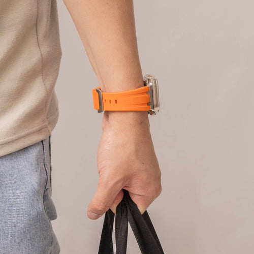 Bandz Apple Watch Ultra Silikonarmband Luxus Liquid (Orange/Silber)