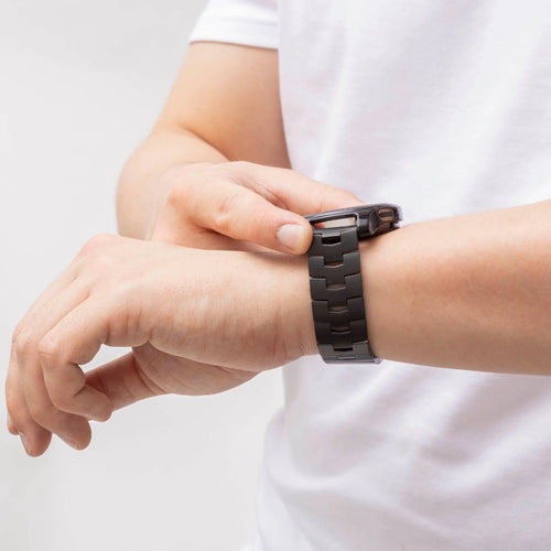 OnePlus Watch Titan 'Grain' Armband (flacher Verschluss) (Schwarz)