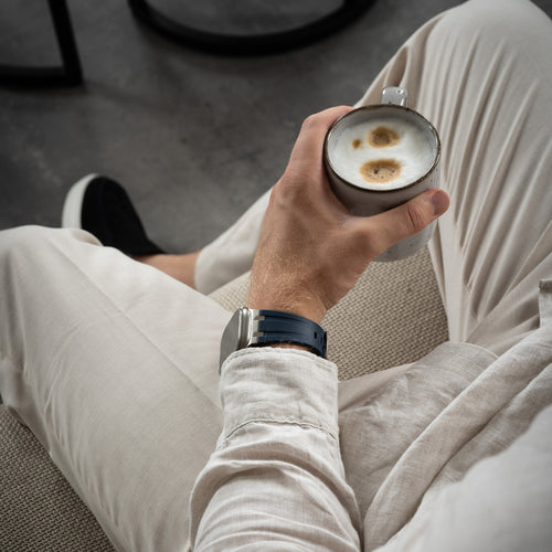 Bandz Apple Watch Ultra Silikonarmband Luxus Liquid (Blau/Silber)