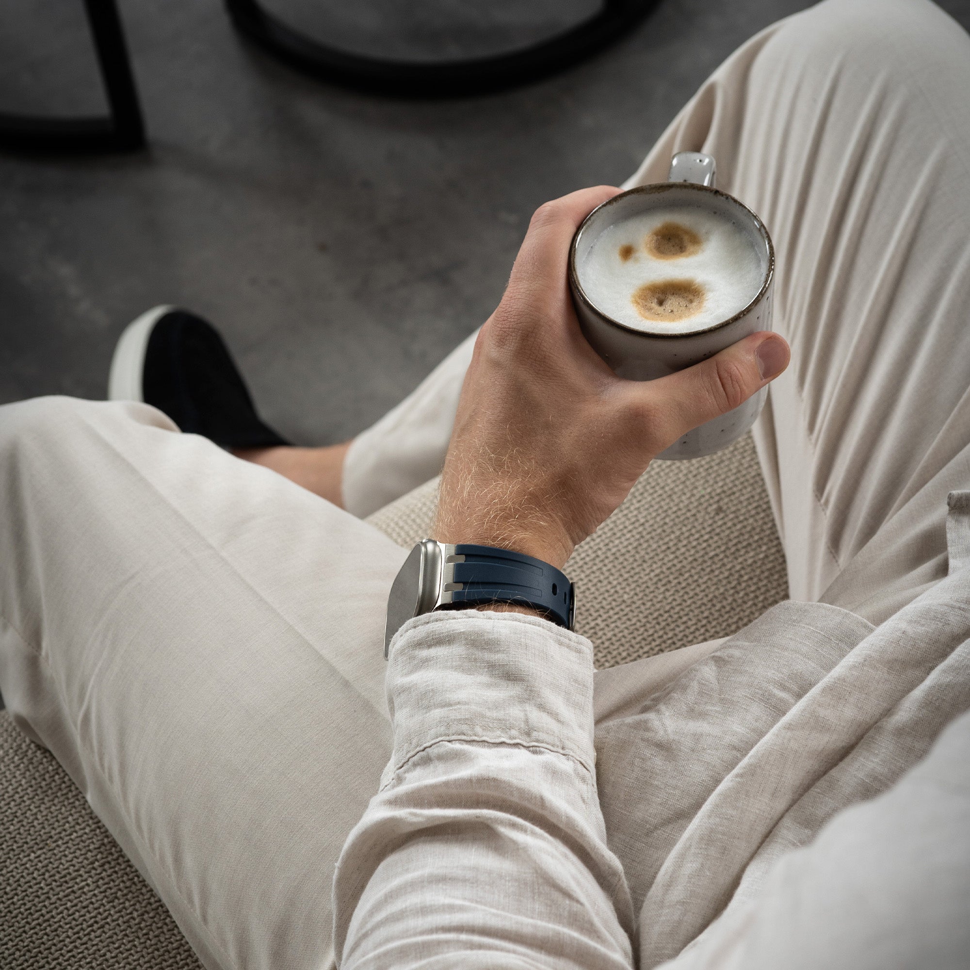 Bandz Apple Watch Ultra Silikonarmband Luxus Liquid (Blau/Silber)