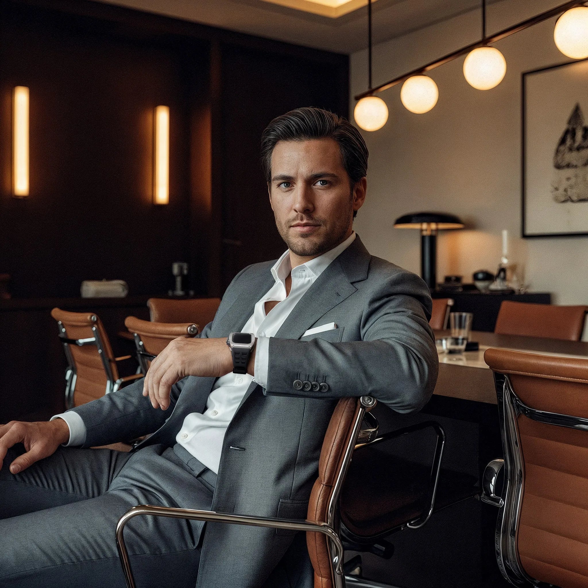 Reqior Apple Watch 45mm Hülle mit integriertem Stahlarmband (Schwarz)