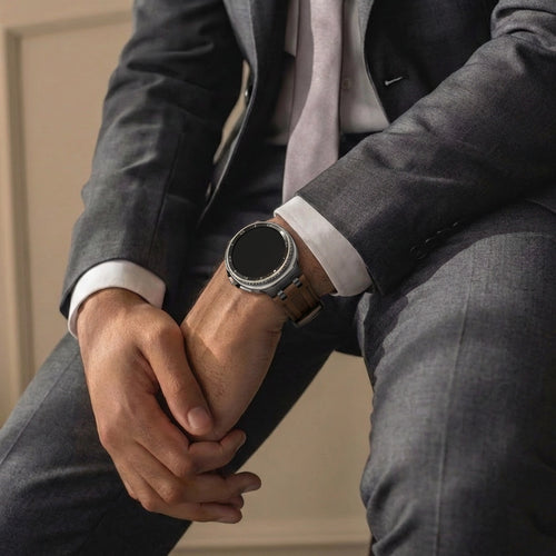 Samsung Galaxy Watch 8 - 44mm Solides Lederarmband (Dunkelbraun)