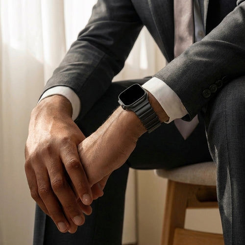 Bandz Apple Watch Ultra Titanarmband 'Hybrid' (Schwarz)