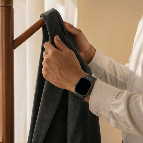Bandz Apple Watch Ultra Titanarmband 'Hybrid' (Schwarz)
