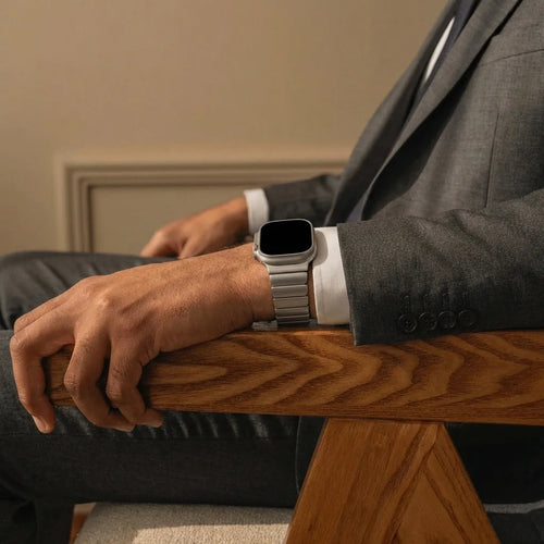 Bandz Apple Watch Titanarmband 'Hybrid' (Silber)