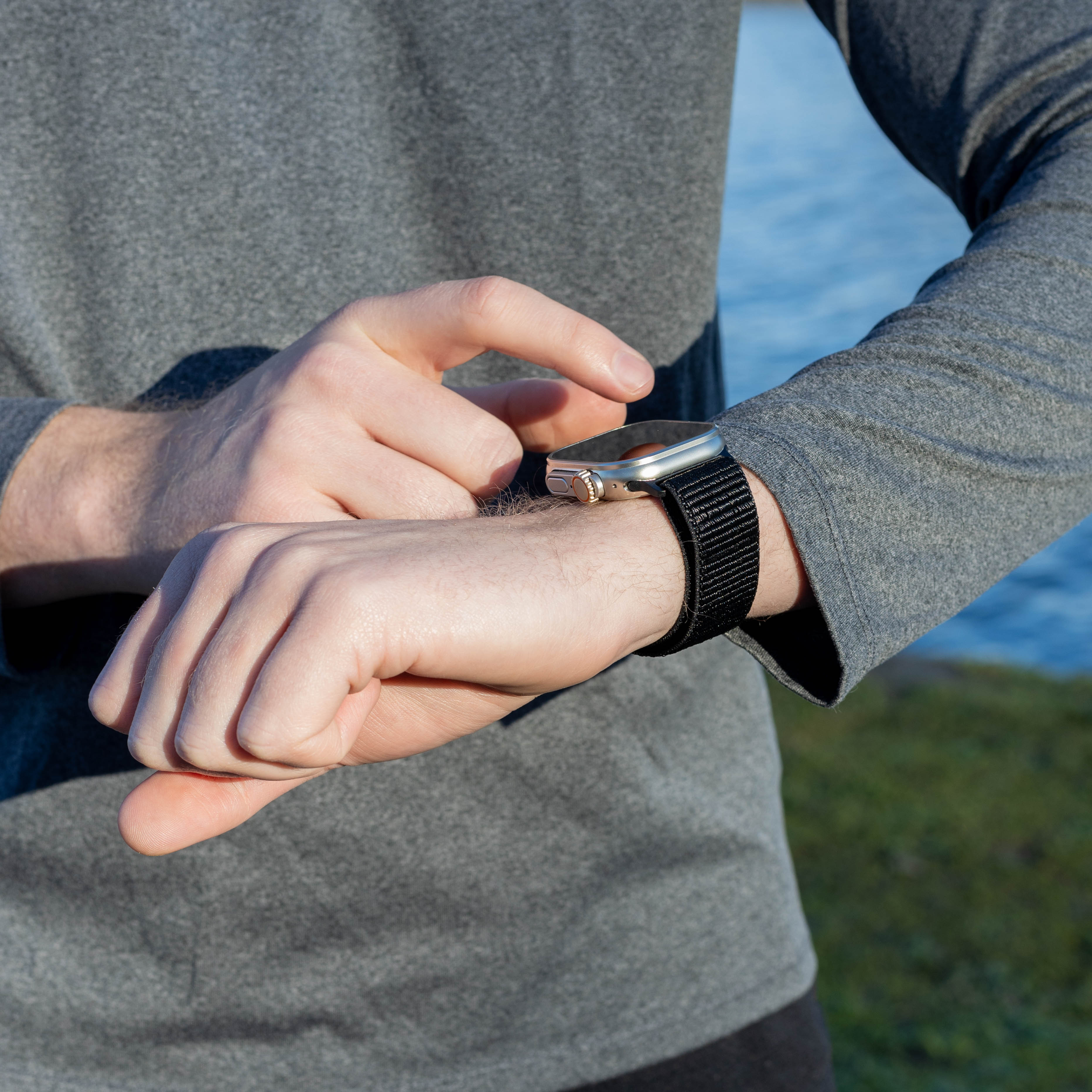Bandz Apple Watch Ultra Nylonarmband 'Classic' mit P-Schnalle (Schwarz)