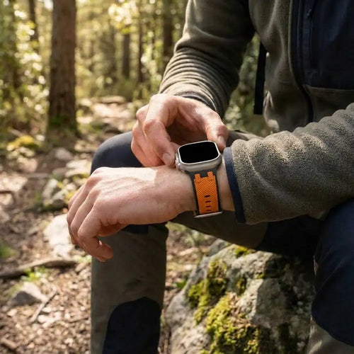Apple Watch sport grain band (zwart/oranje)