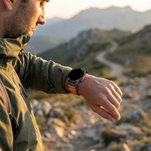 Bandz Garmin Venu 2 Alpine Nylonarmband (Schwarz/Orange)