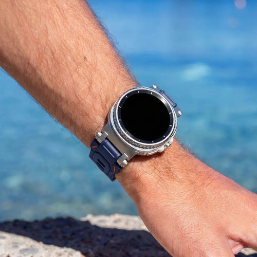 Samsung Galaxy Watch 8 Classic 'Explorer' Silicone Strap (Blue with Titanium)