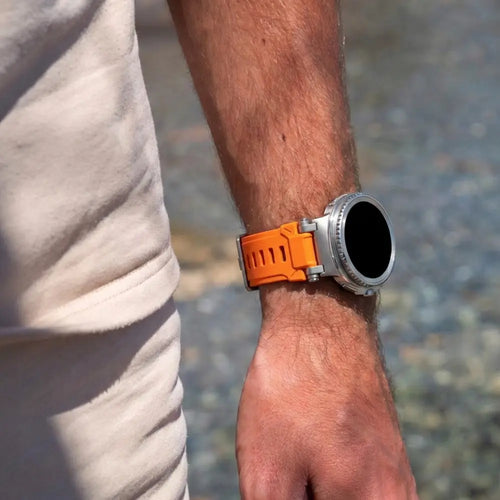 Samsung Galaxy Watch 8 Classic 'Explorer' Silicone Strap (Orange with Titanium)