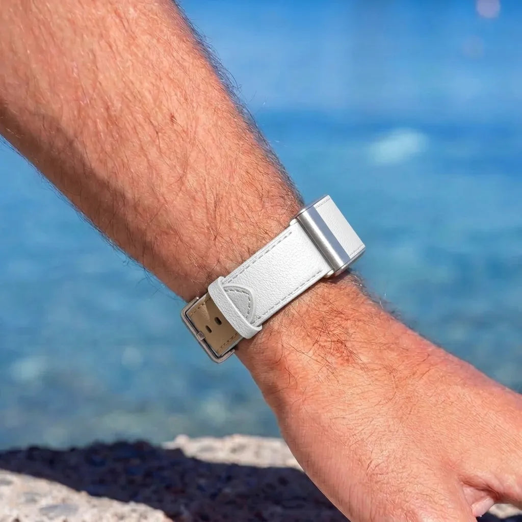Kompatibel mit Whoop 5.0 Lederarmband (Weiß)
