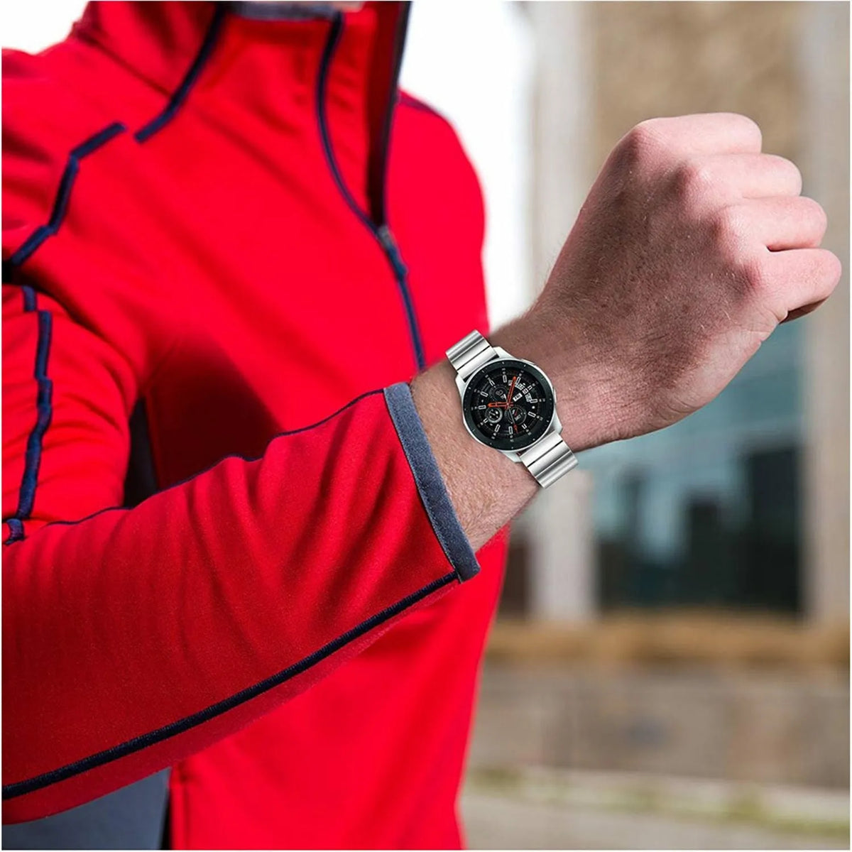 Premium Metal Strap, silver, lifestyle photo