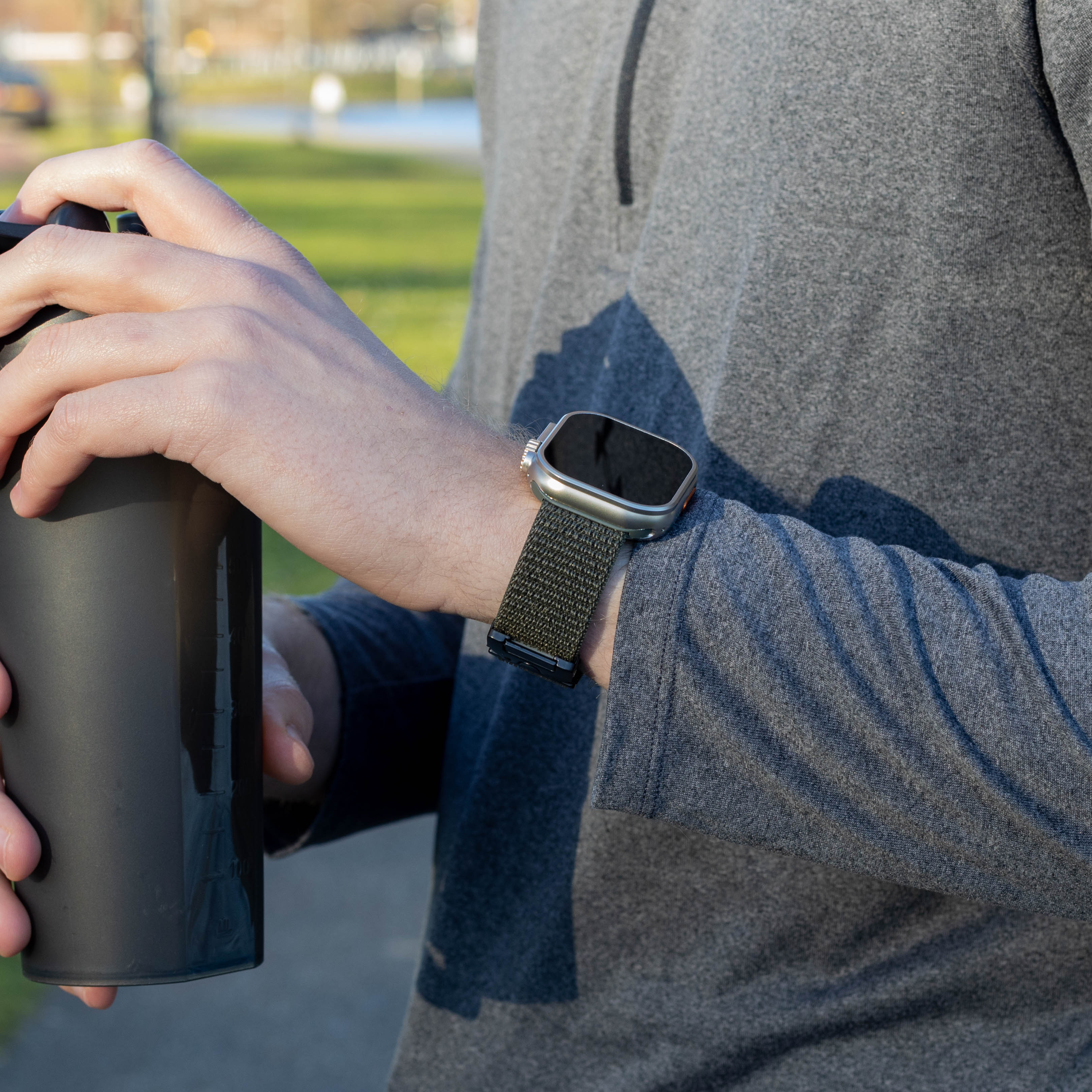 Bandz Apple Watch Ultra Nylonarmband 'Classic' mit P-Schnalle (Armeegrün)