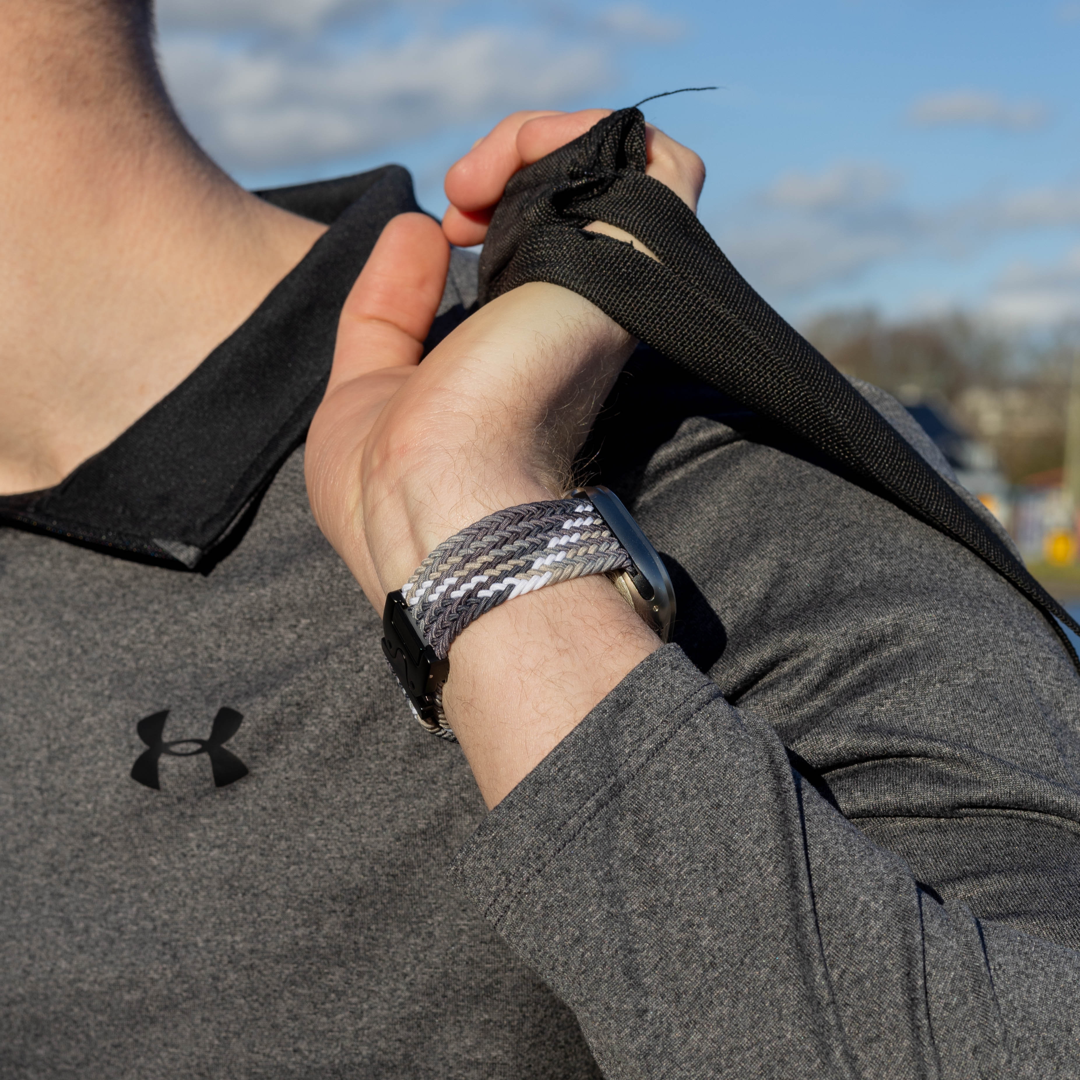 Bandz Apple Watch Ultra Geflochtenes Armband mit P-Schnalle (Mandala Schwarz)