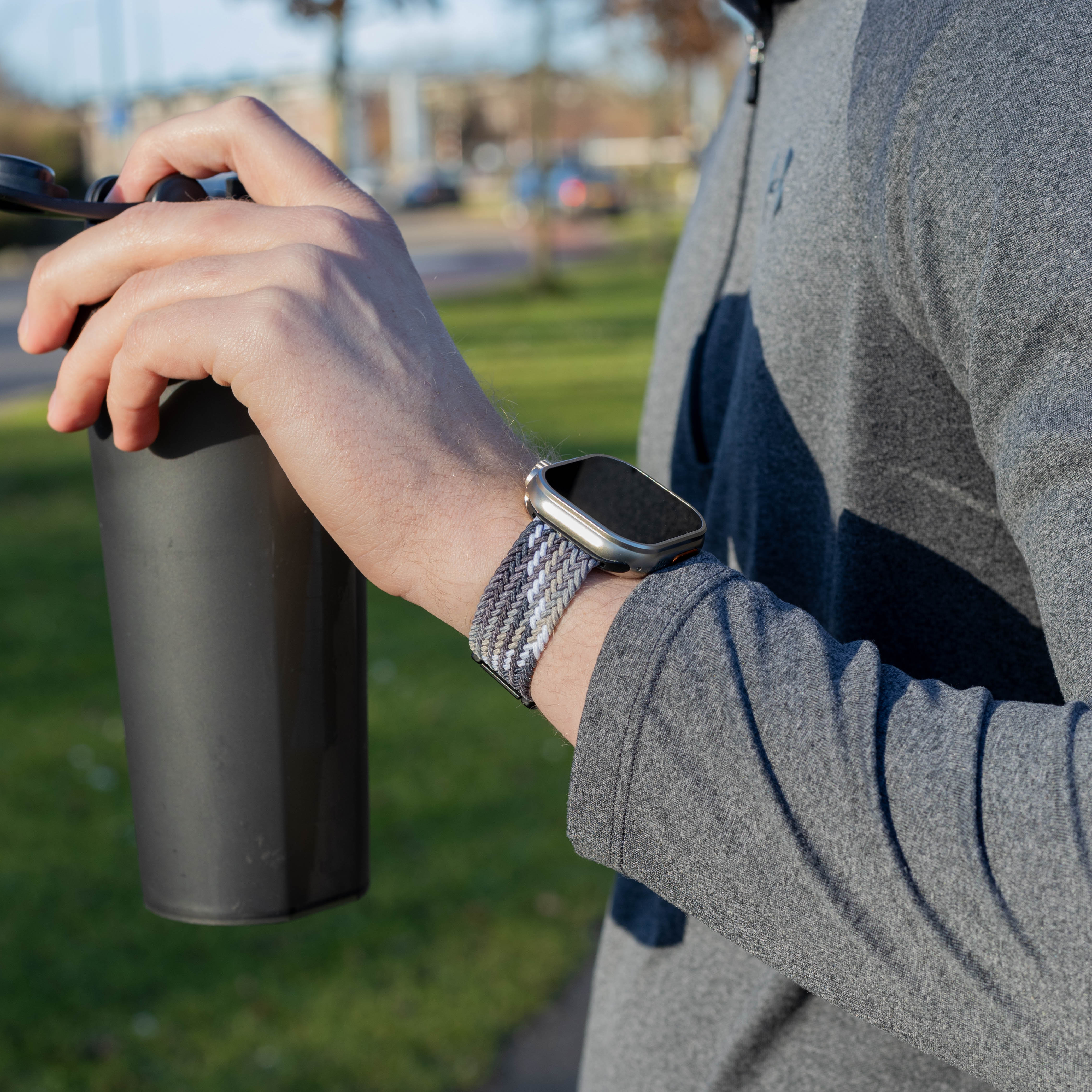 Bandz Apple Watch Ultra Geflochtenes Armband mit P-Schnalle (Mandala Schwarz)
