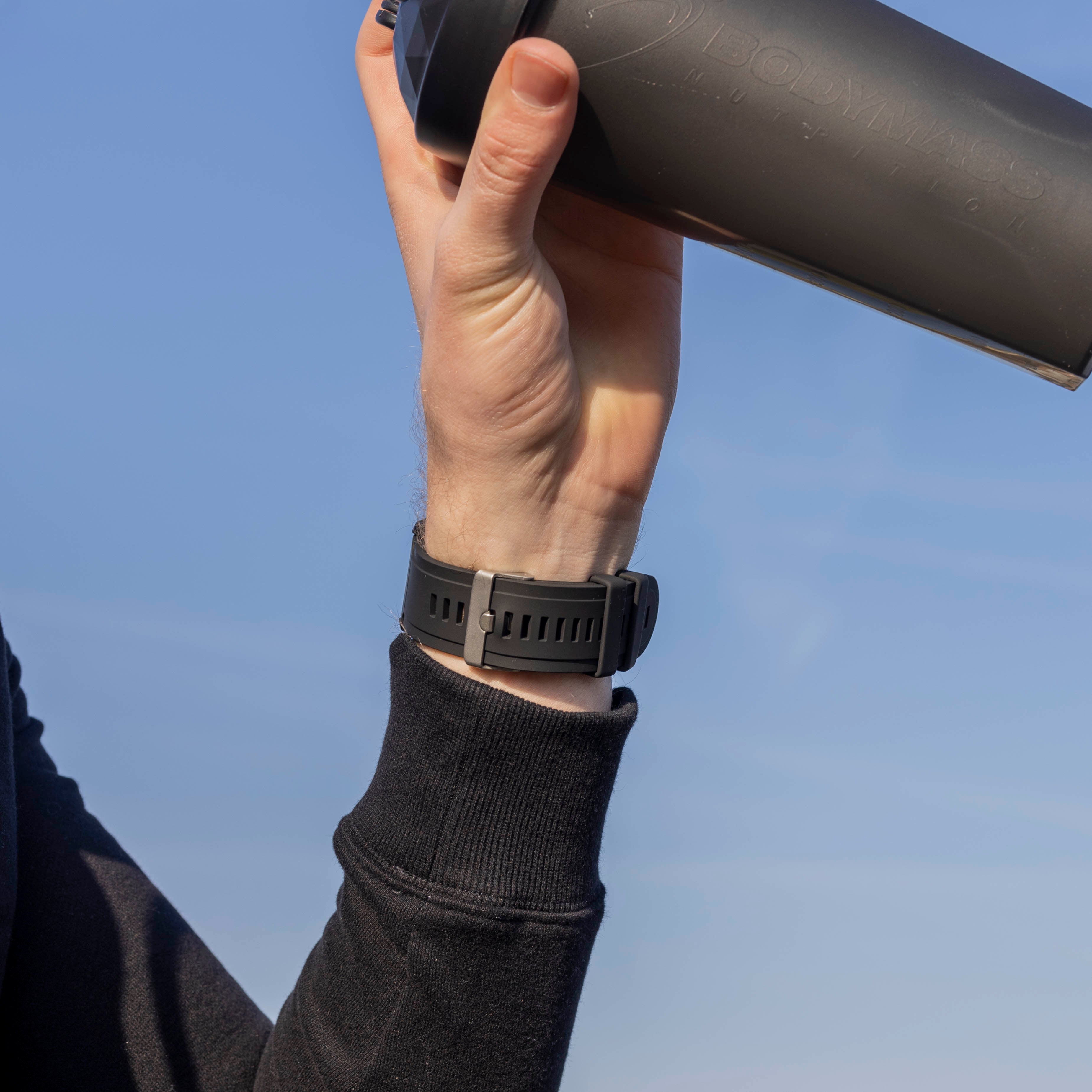 Garmin Fenix 5x/6x glänzendes Silikonarmband (Schwarz)