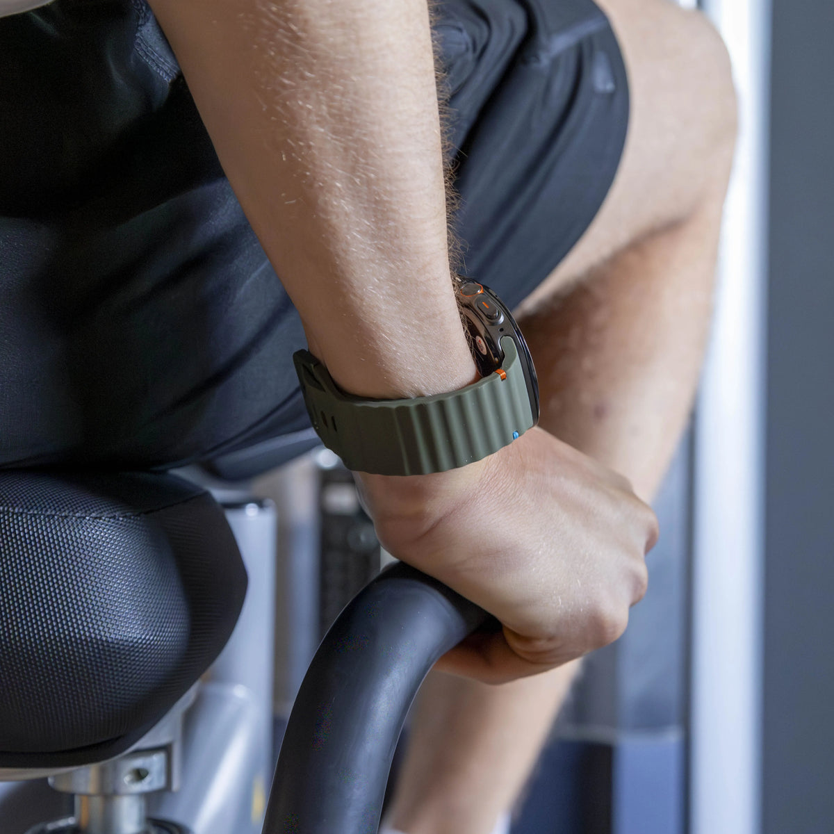 Wave Silicone Strap, army green, lifestyle photo