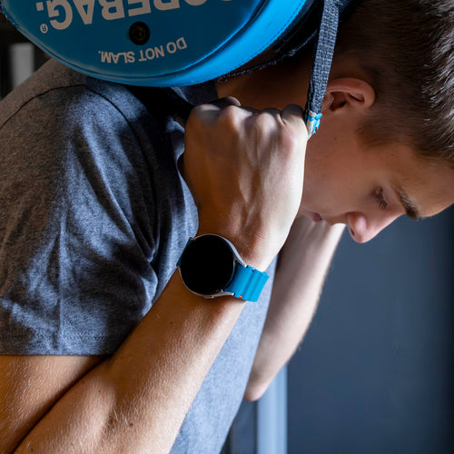 Wave Silicone Strap, green-blue, lifestyle photo