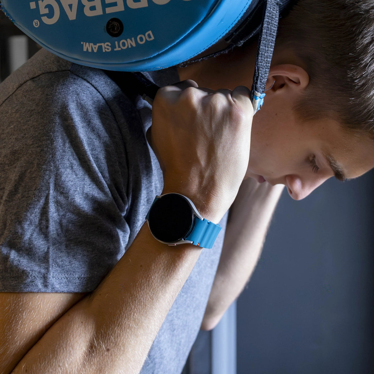 Wave Silicone Strap, green-blue, lifestyle photo