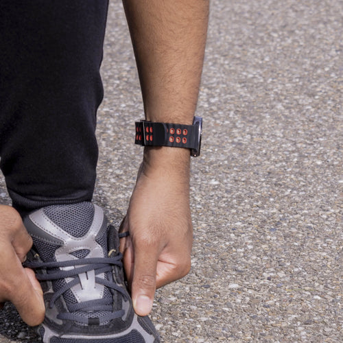 Silicone Ocean Strap, black/red, lifestyle photo