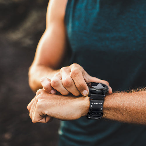Garmin Approach S60 Premium Lederarmband (Schwarz)