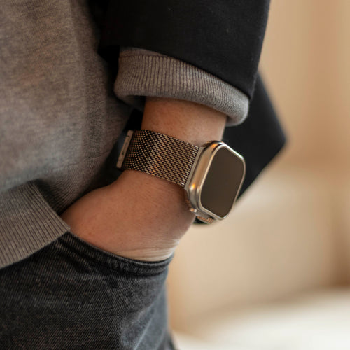 Bandz Apple Watch Ultra Milanese Loop Strap P-Buckle (Silver)