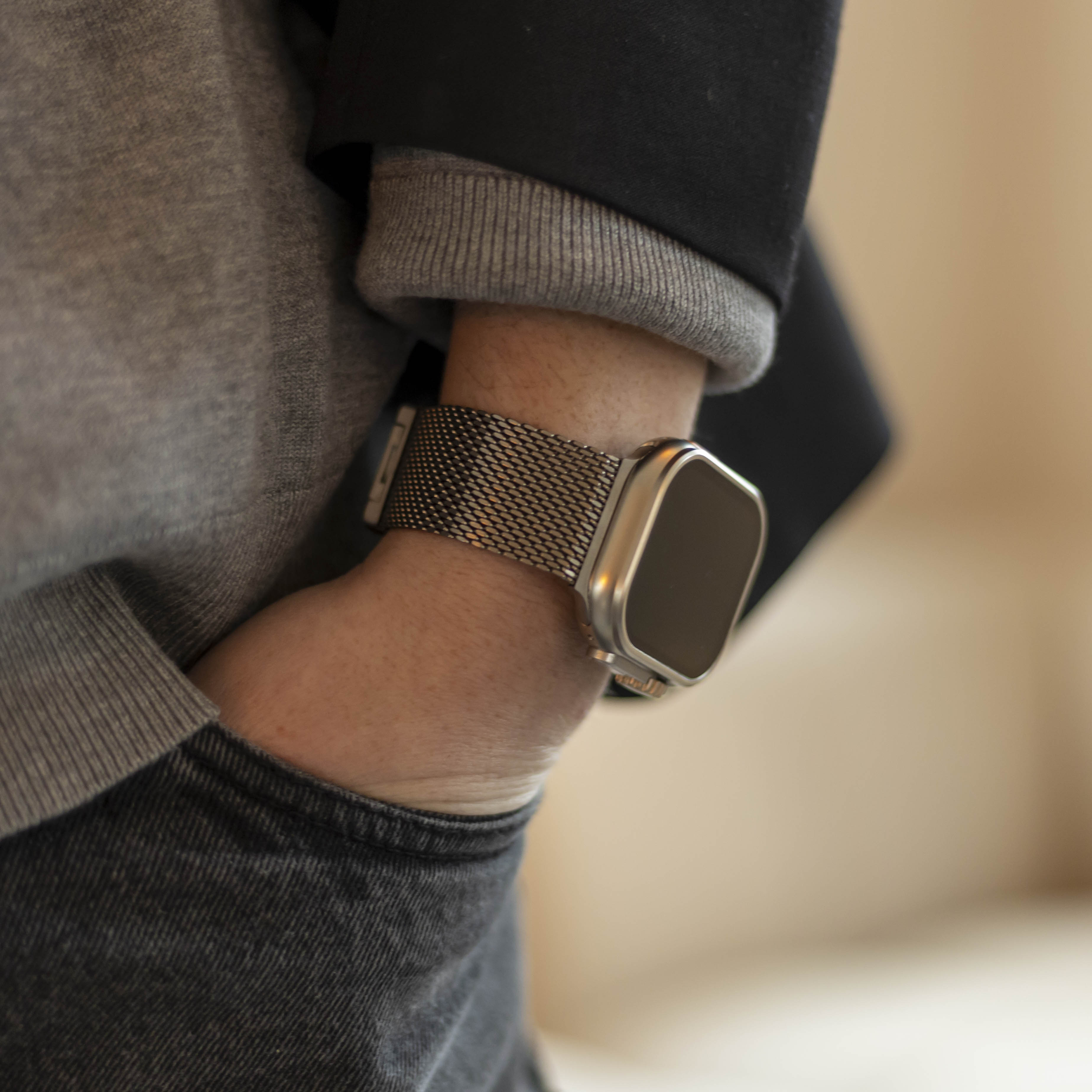 Bandz Apple Watch Ultra Milanese Loop Strap P-Buckle (Silver)
