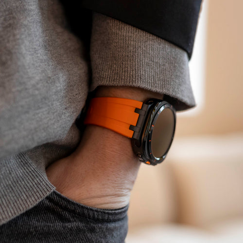 Bandz Samsung Galaxy Watch Ultra Silicone Strap 'Luxe Liquid' (Orange with Black)