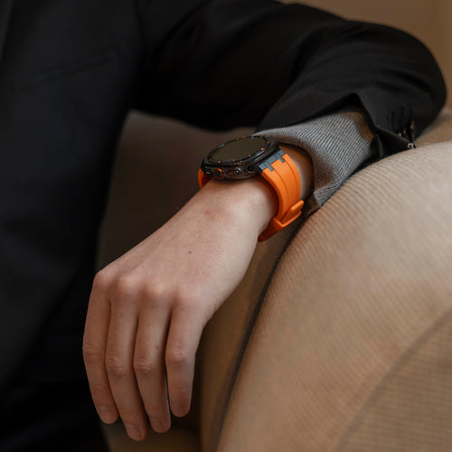 Bandz Samsung Galaxy Watch Ultra Silicone Strap 'Luxe Liquid' (Orange with Black)