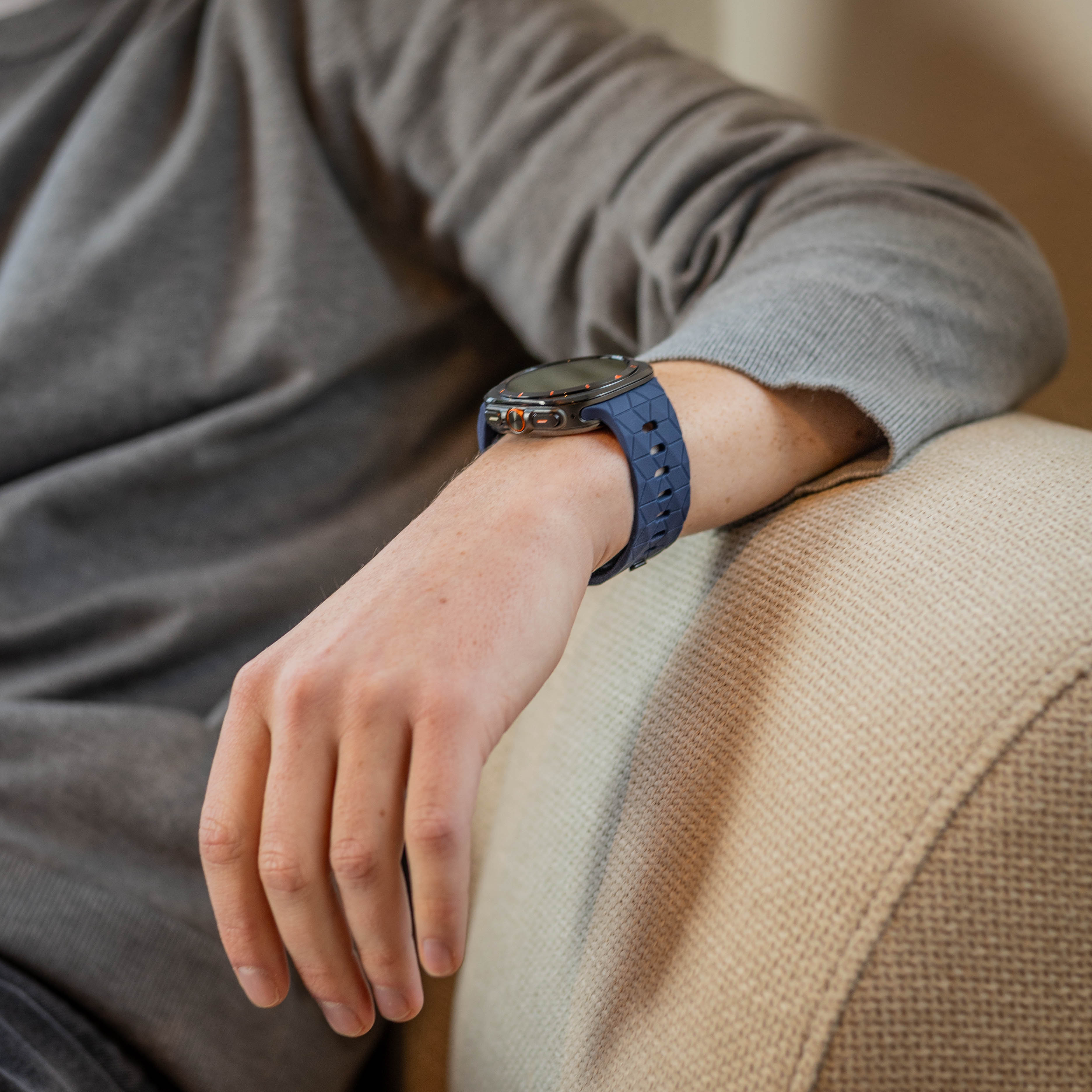 Bandz Samsung Galaxy Watch Ultra Silikonarmband 'Hexagons' (Dunkelblau)
