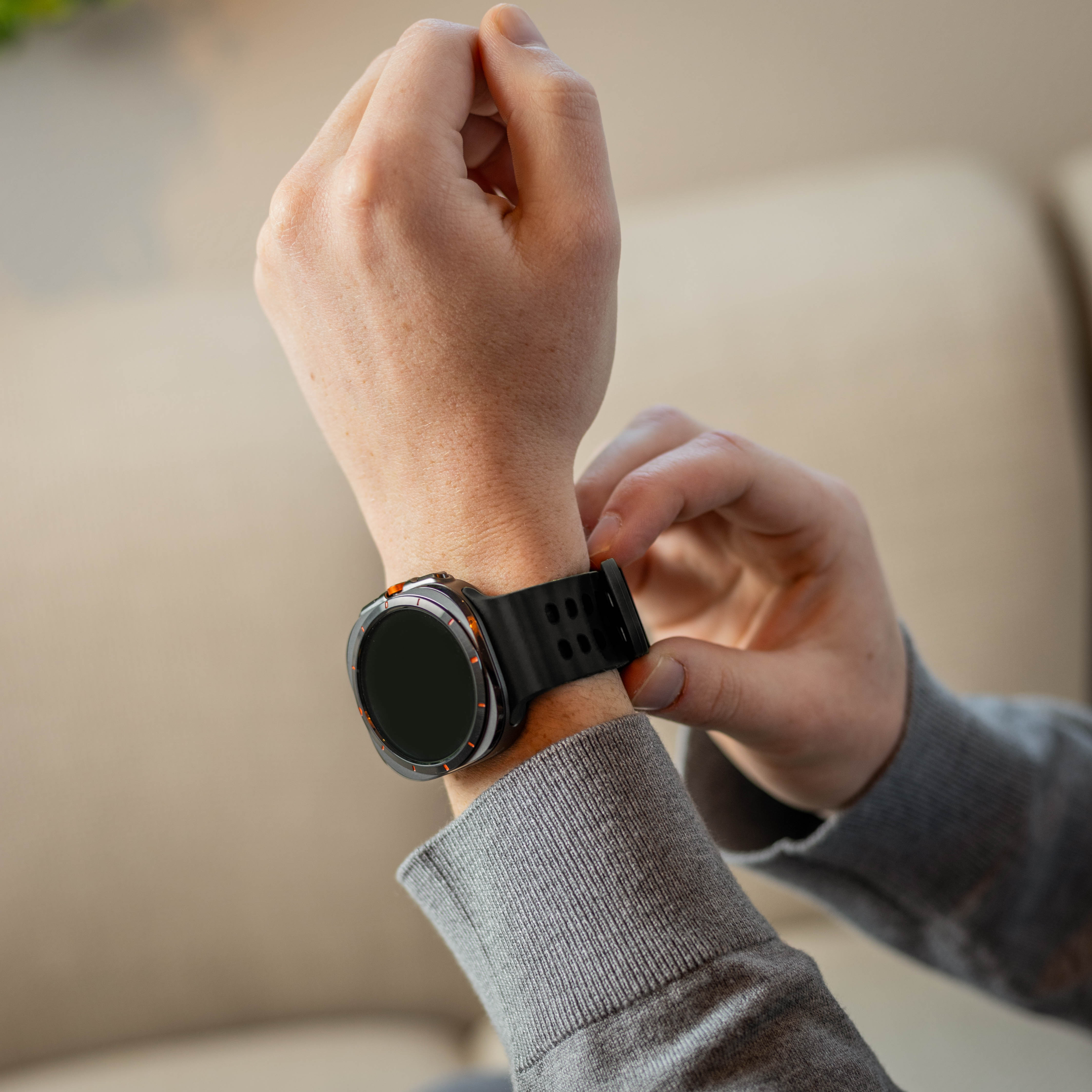 Samsung Galaxy Watch Ultra 2 Wave Silikonarmband Duo (Dunkelgrau/Schwarz)