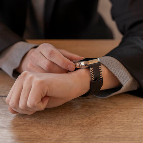 Stitched Leather Strap, black, lifestyle photo