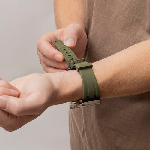 Bandz Apple Watch Ultra Silikonarmband Luxus Liquid (Grün mit Schwarz)