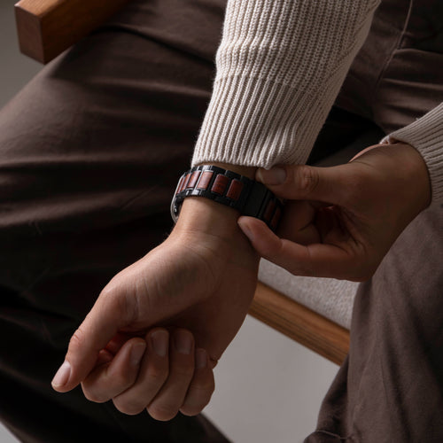Wood Steel Strap, black/brown, lifestyle photo