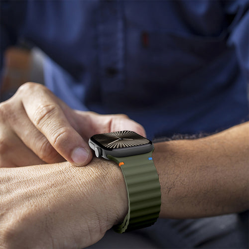 Apple Watch Ultra Wave Silikonarmband (Dunkelgrün)