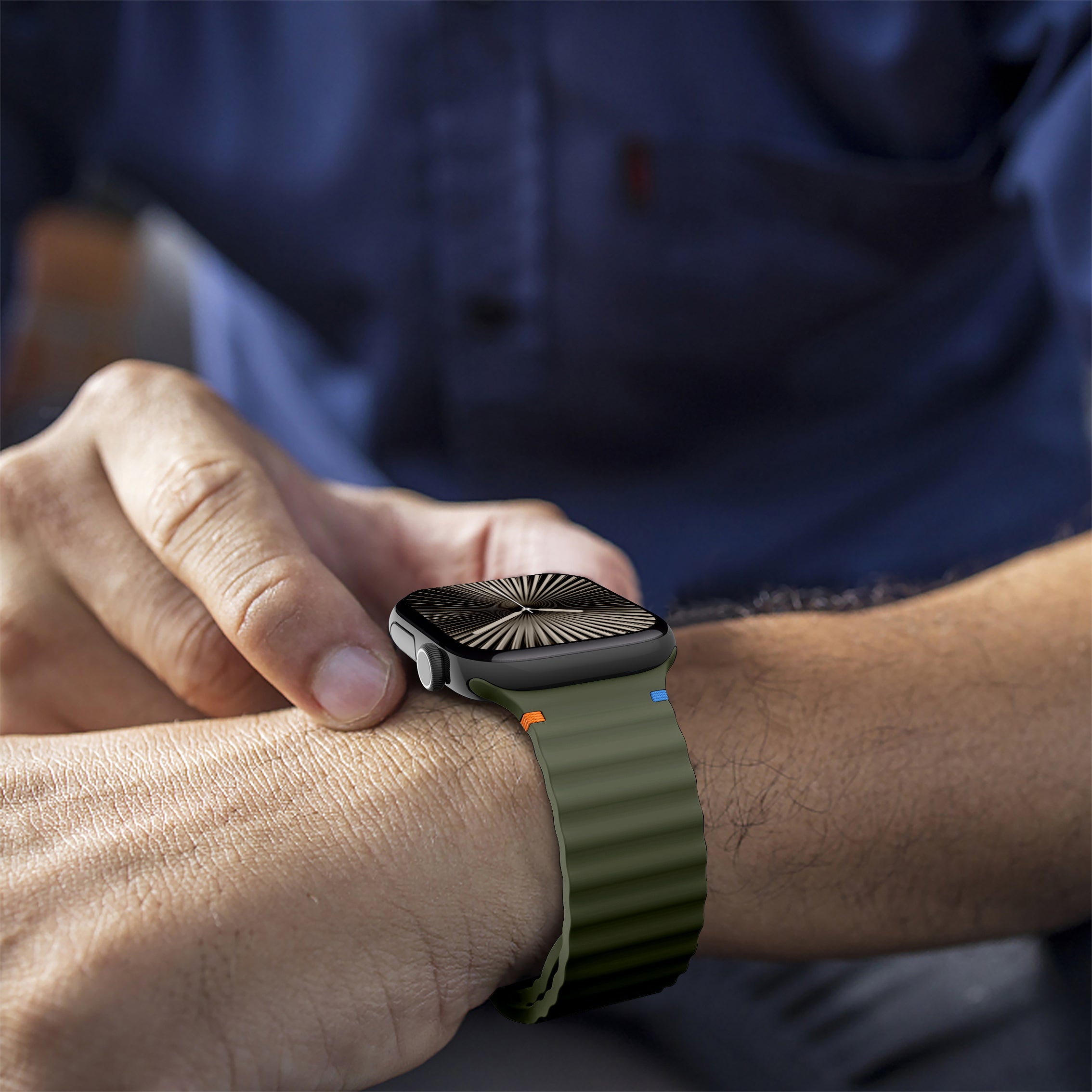 Apple Watch Ultra Wave Silikonarmband (Dunkelgrün)