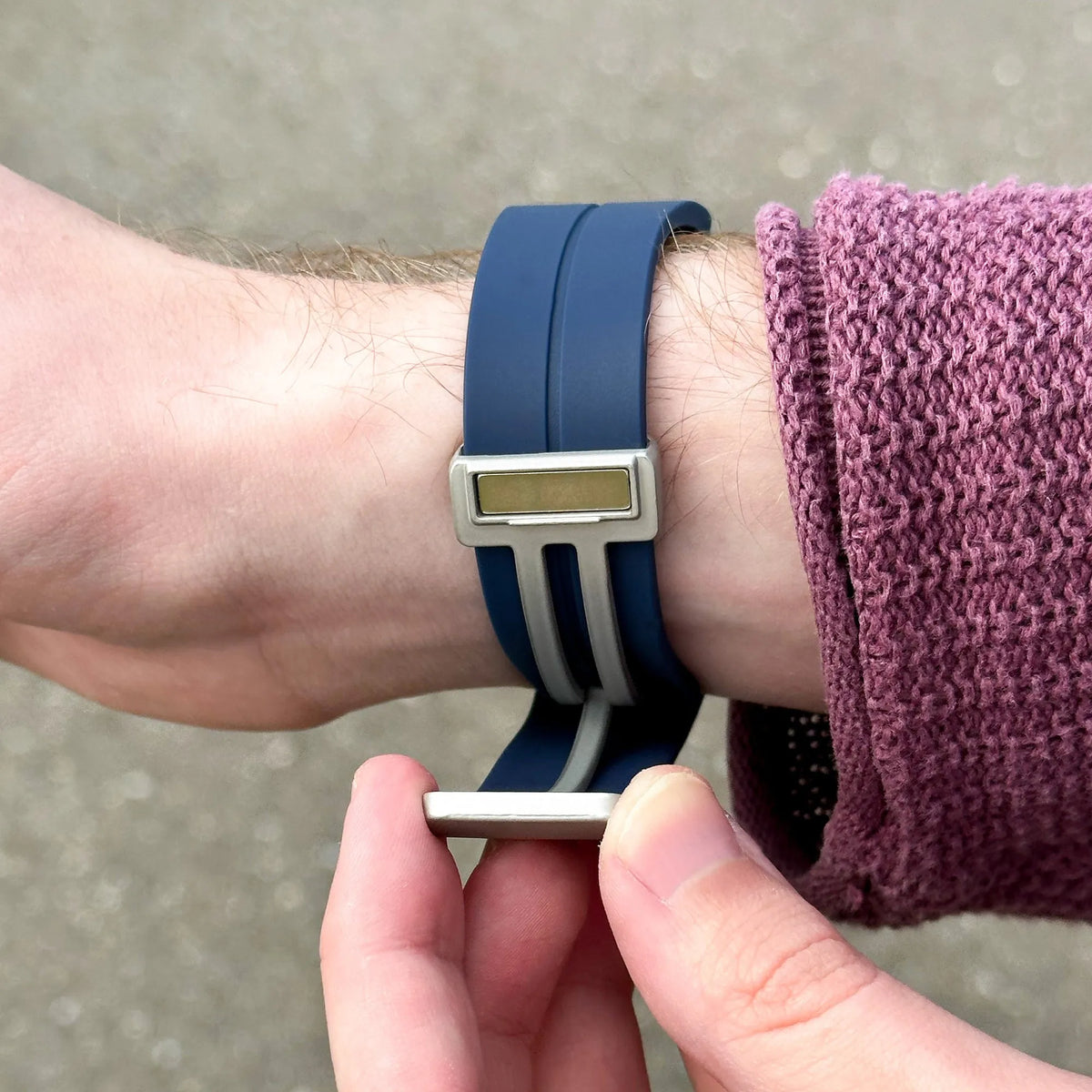Silicone Magnetic Sport Strap, dark blue, lifestyle photo
