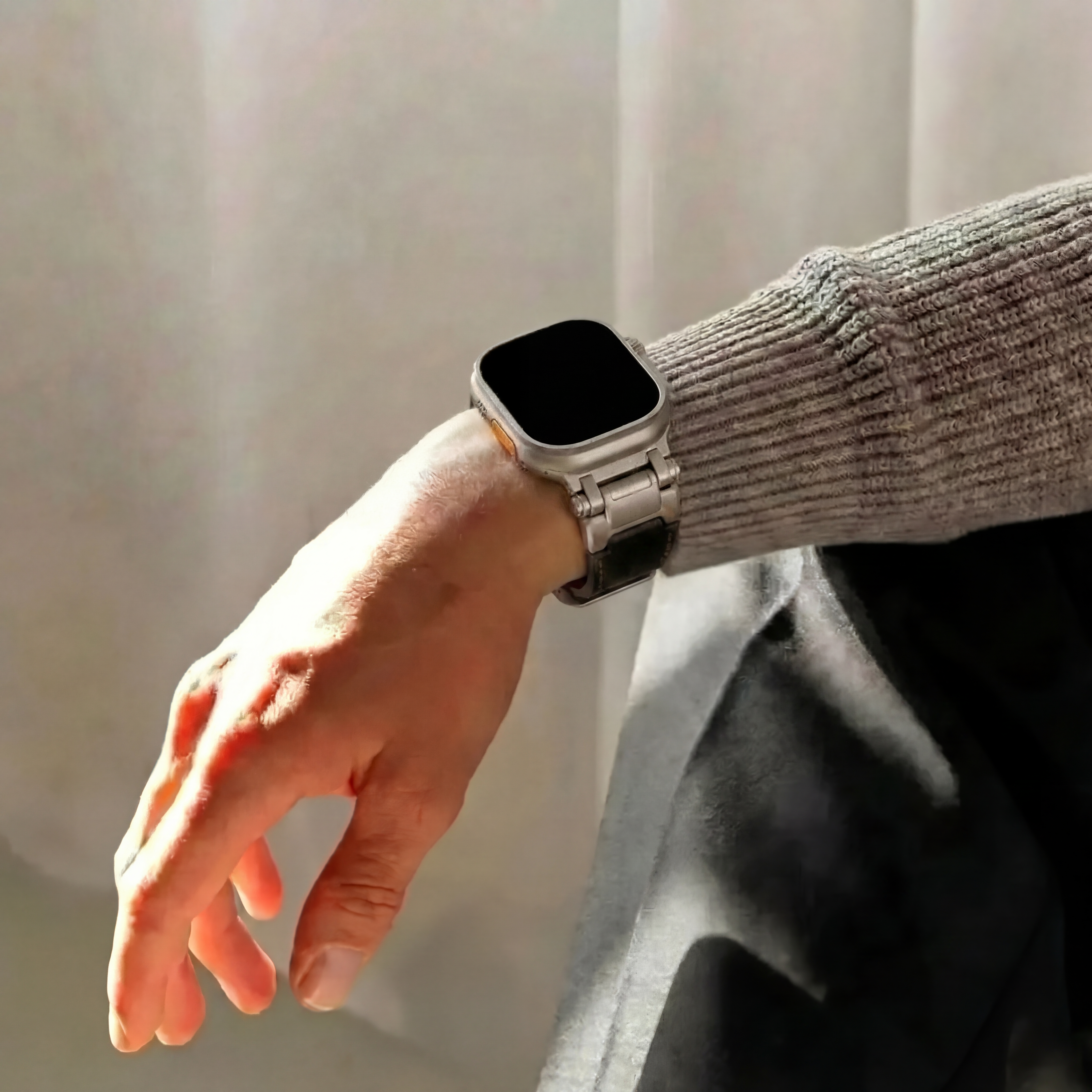Bandz Apple Watch Ultra Lederarmband 'Explorer' (Schwarz)