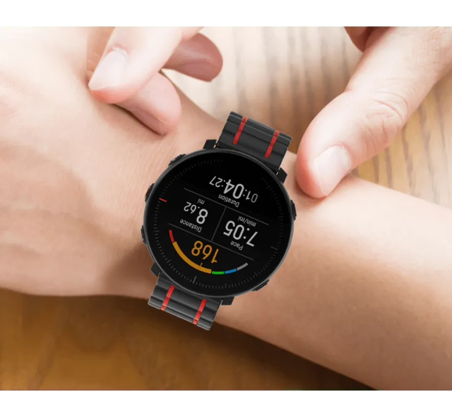 Silicone Strap 'Tough', black/red, lifestyle photo