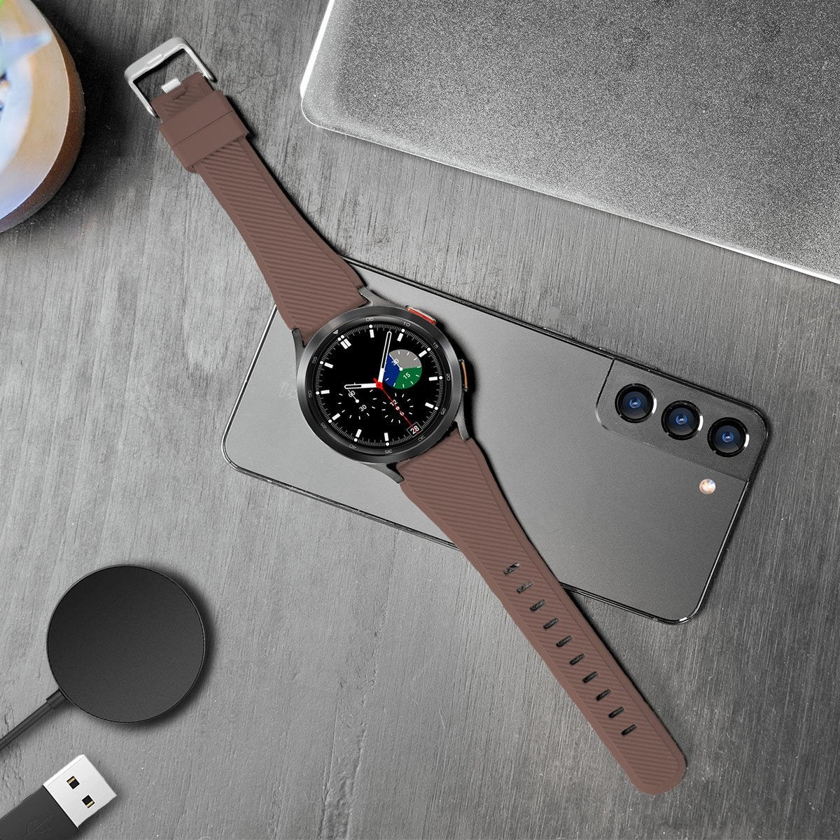 Twill Silicone Strap, brown, lifestyle photo