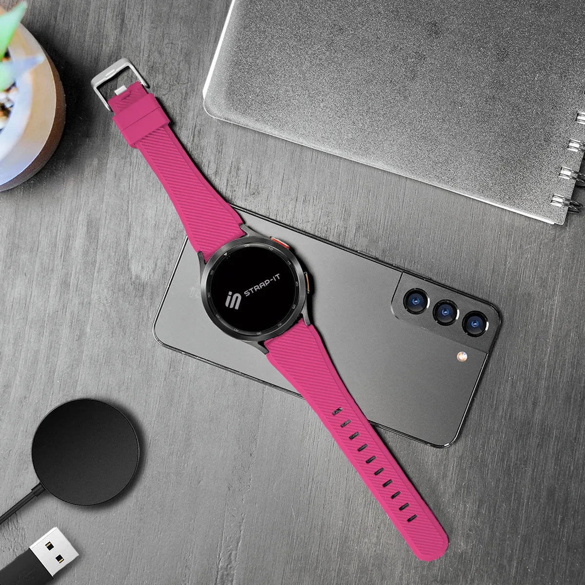 Coros Apex 2 Pro Twill Silicone Strap (Bright Pink)