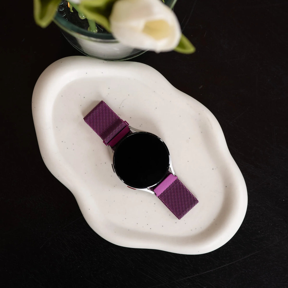Milanese Strap, purple, lifestyle photo