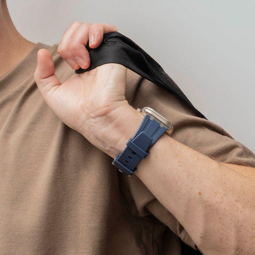 Apple Watch Ultra Luxus Liquid Silikonarmband (Blau mit Titan)