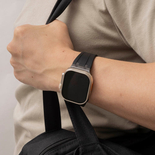 Bandz Apple Watch Ultra Silikonarmband Luxus Liquid (Schwarz mit Schwarz)