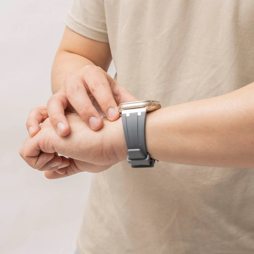 Bandz Apple Watch Silicone Strap 'Luxe Liquid' (Gray With Silver)