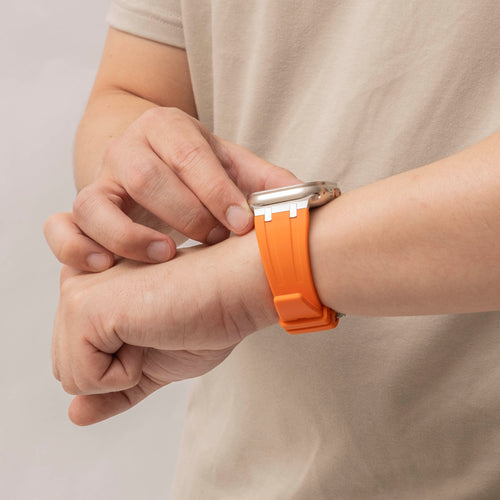 Apple Watch Ultra Luxus Liquid Silikonarmband (Orange/Titan)
