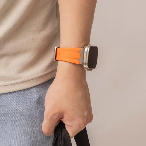 Apple Watch Ultra Luxus Liquid Silikonarmband (Orange/Titan)