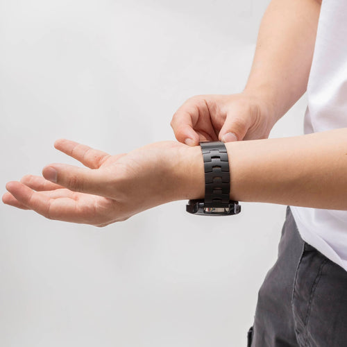 Fossil Gen 5e - 44mm Titan 'Grain' Armband (flacher Verschluss) (Schwarz)